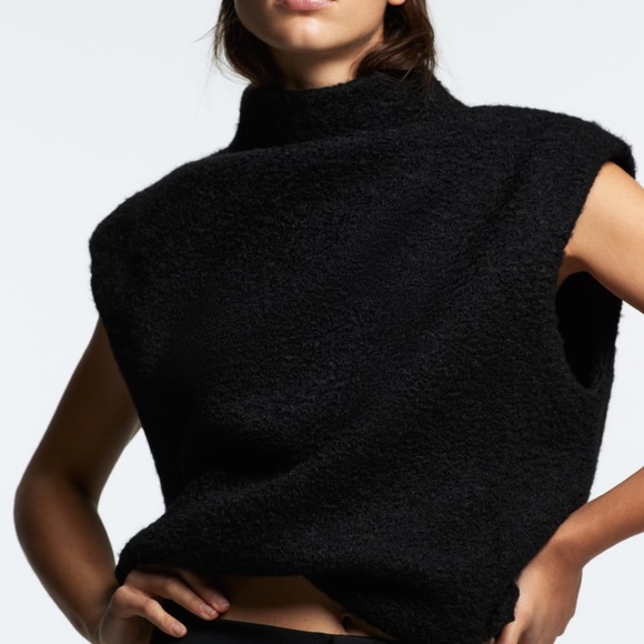 NEW Zara Black Textured Top - Picture 1 of 11